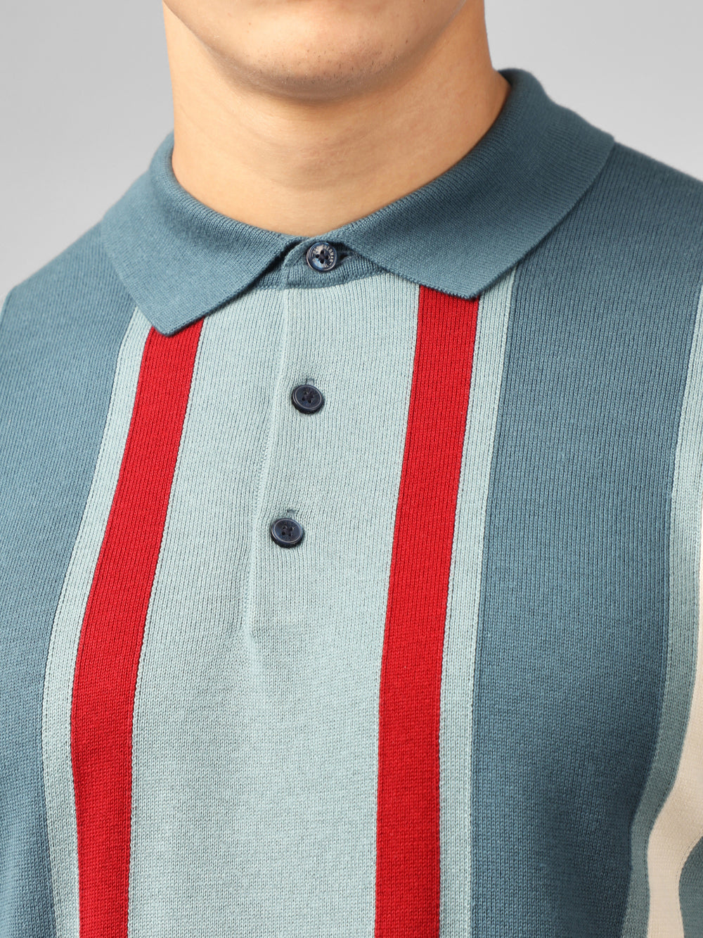 Knitwear Ben Sherman Signature Vertical Stripe Polo Turquoise | VXB-30808728